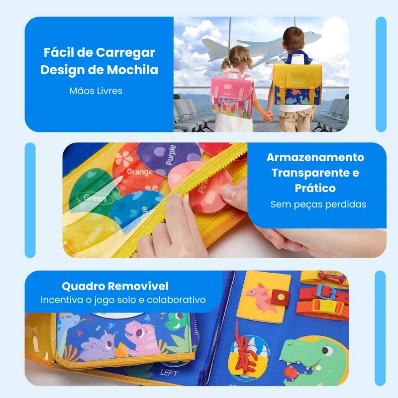 Brinquedo Educativo Montessori Mochila Sensorial de Habilidades