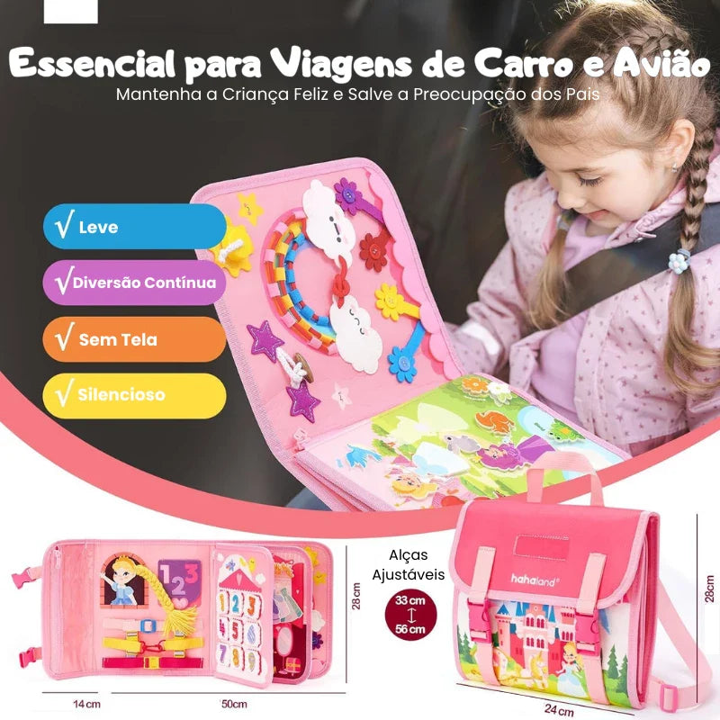 Brinquedo Educativo Montessori Mochila Sensorial de Habilidades