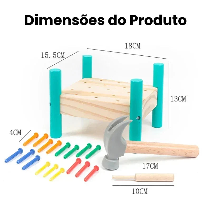 Brinquedo de Madeira Montessori Martelo Educativo Divertido