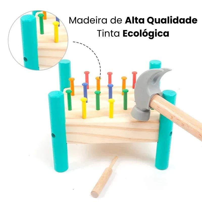 Brinquedo de Madeira Montessori Martelo Educativo Divertido