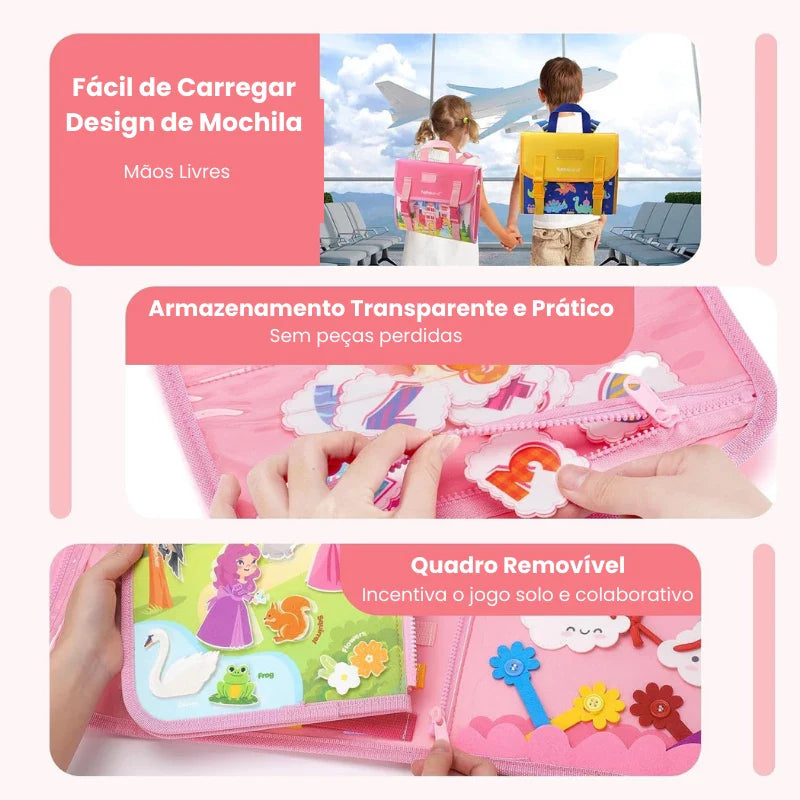 Brinquedo Educativo Montessori Mochila Sensorial de Habilidades