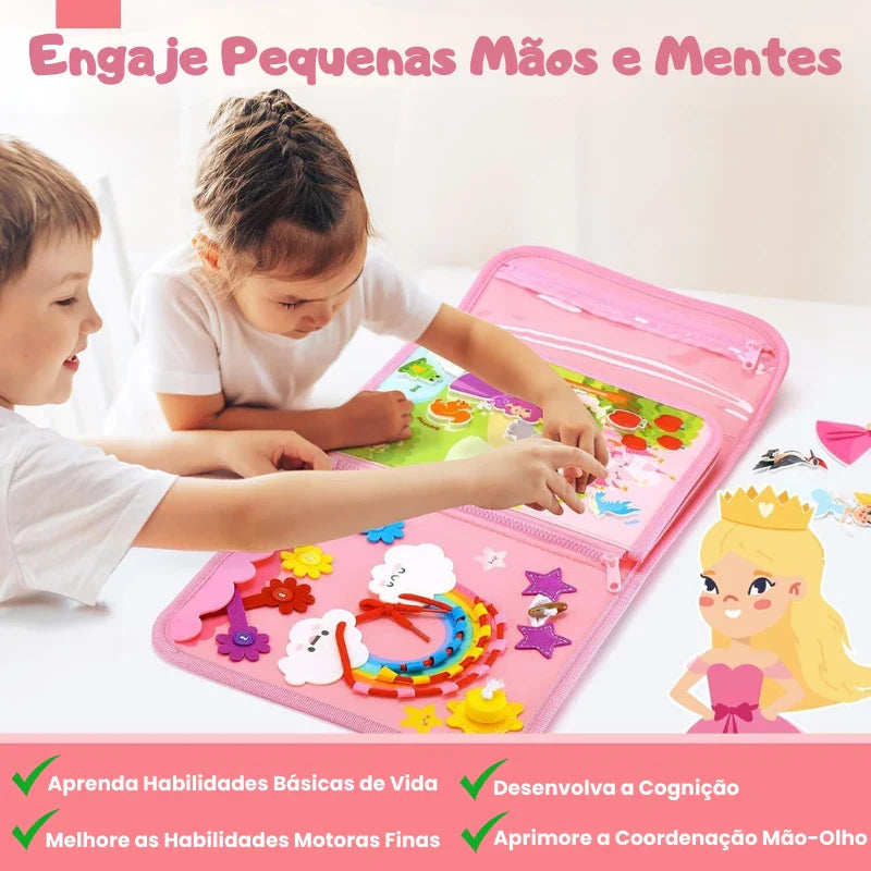 Brinquedo Educativo Montessori Mochila Sensorial de Habilidades